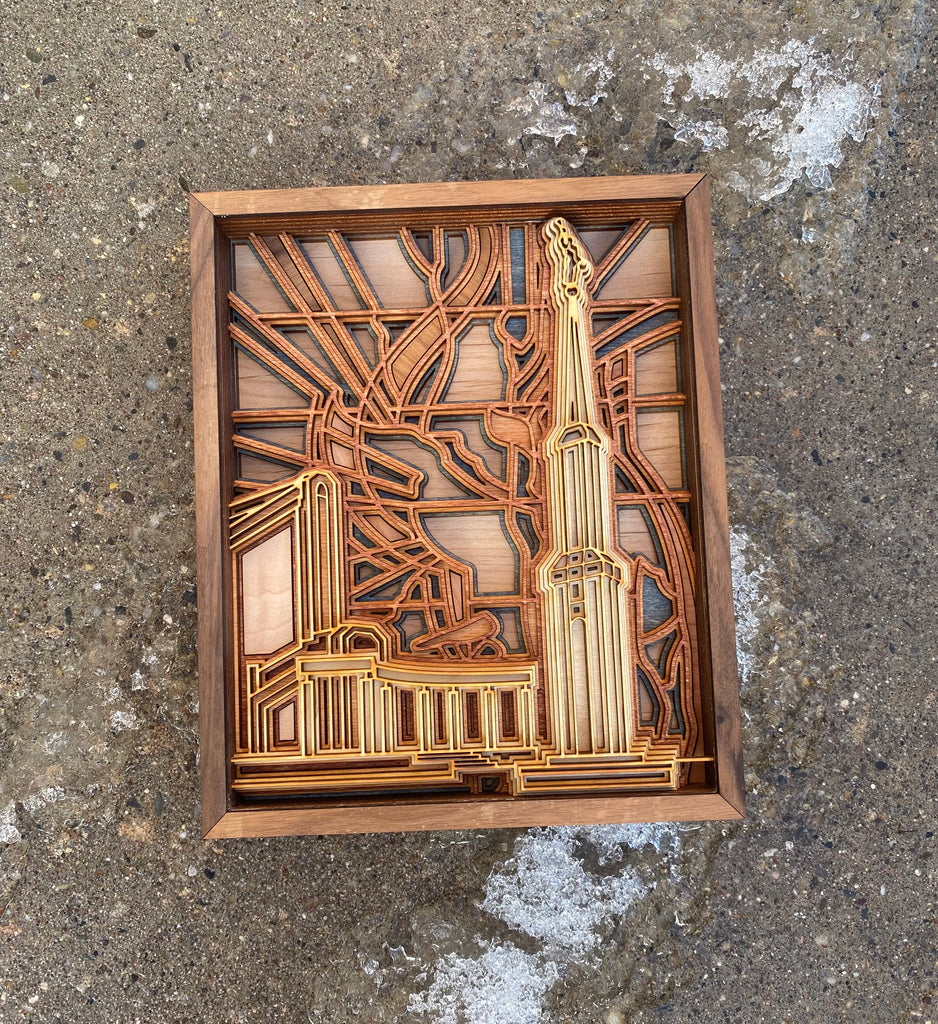 Frankfurt Germany Temple Layered Wood Plaque