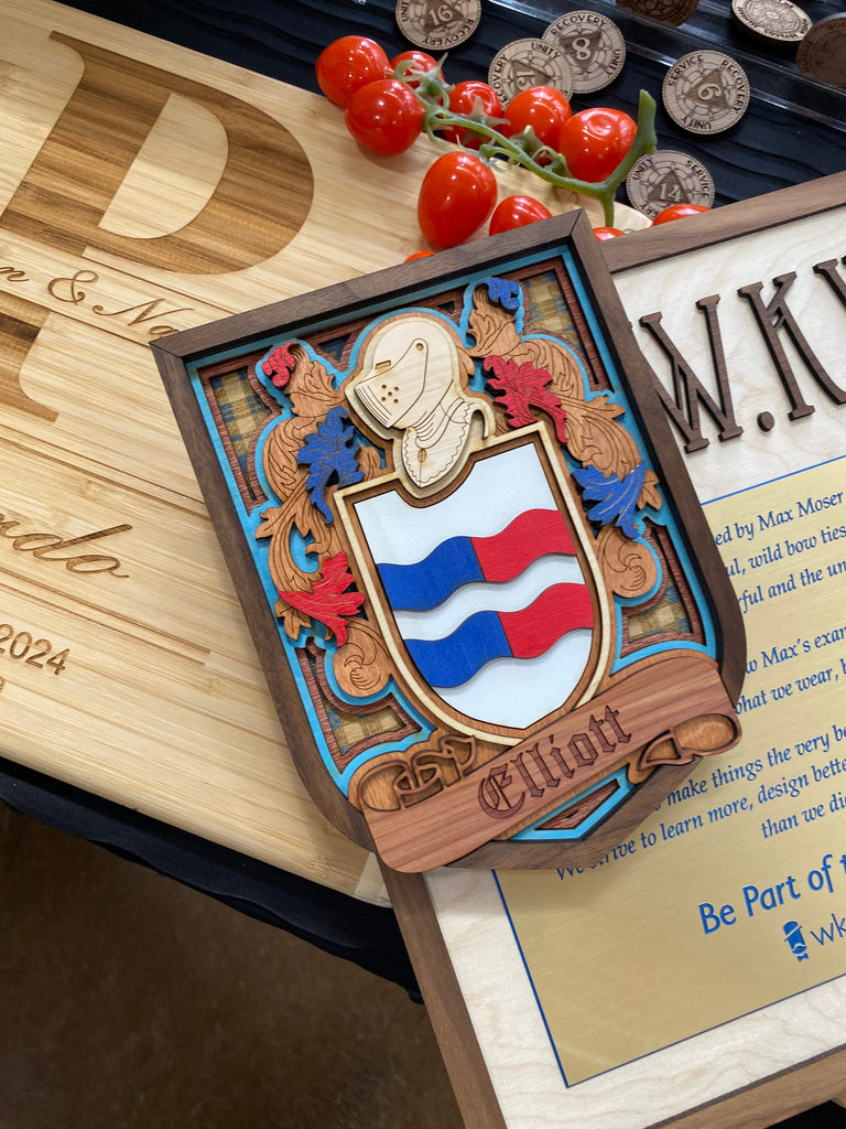 Crest - Custom Family Shield Layered Wood Plaque