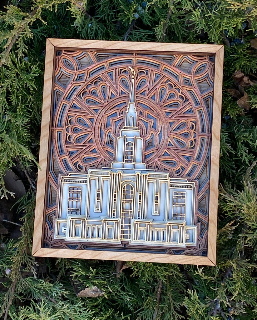 Red Cliffs Utah Temple Layered Wood Plaque