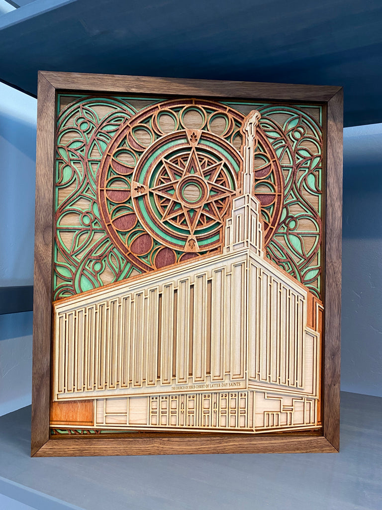 Manhattan New York Temple Layered Wood Plaque