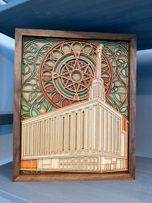 Manhattan New York Temple Layered Wood Plaque