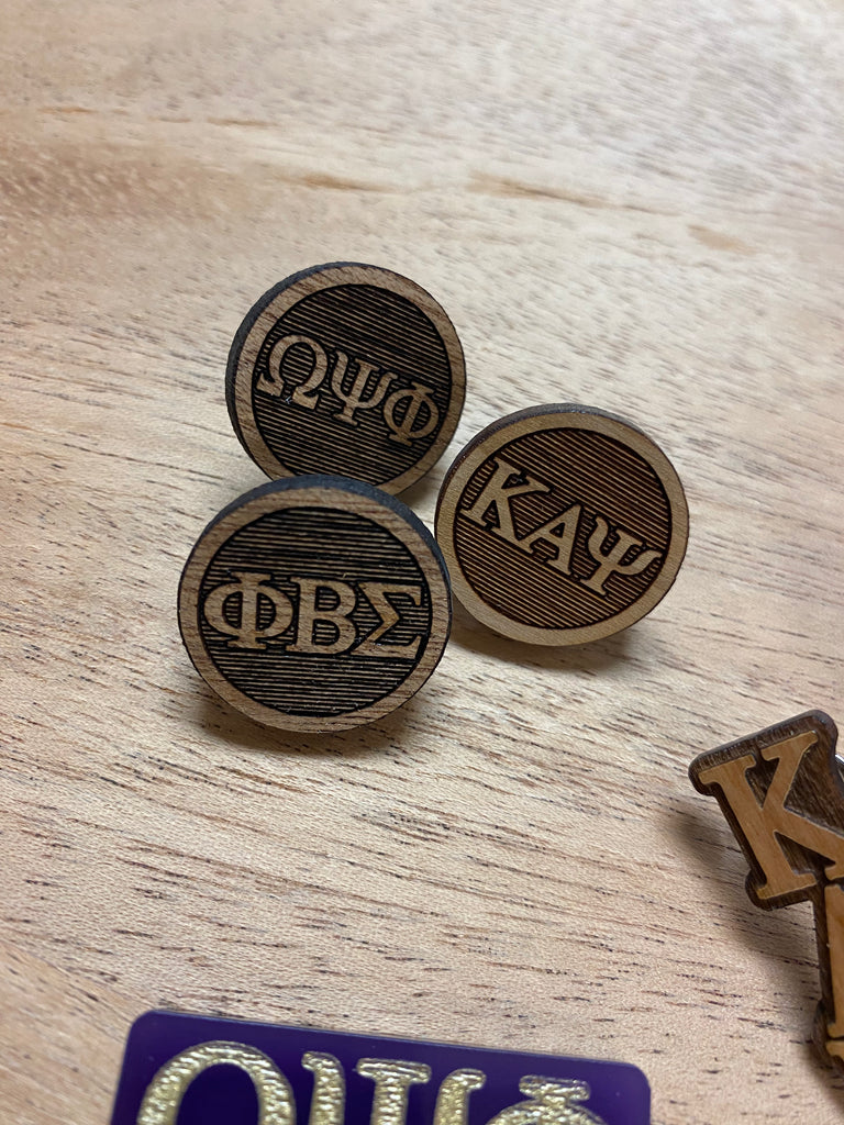Lapel Pin - .9 inch Round Wooden