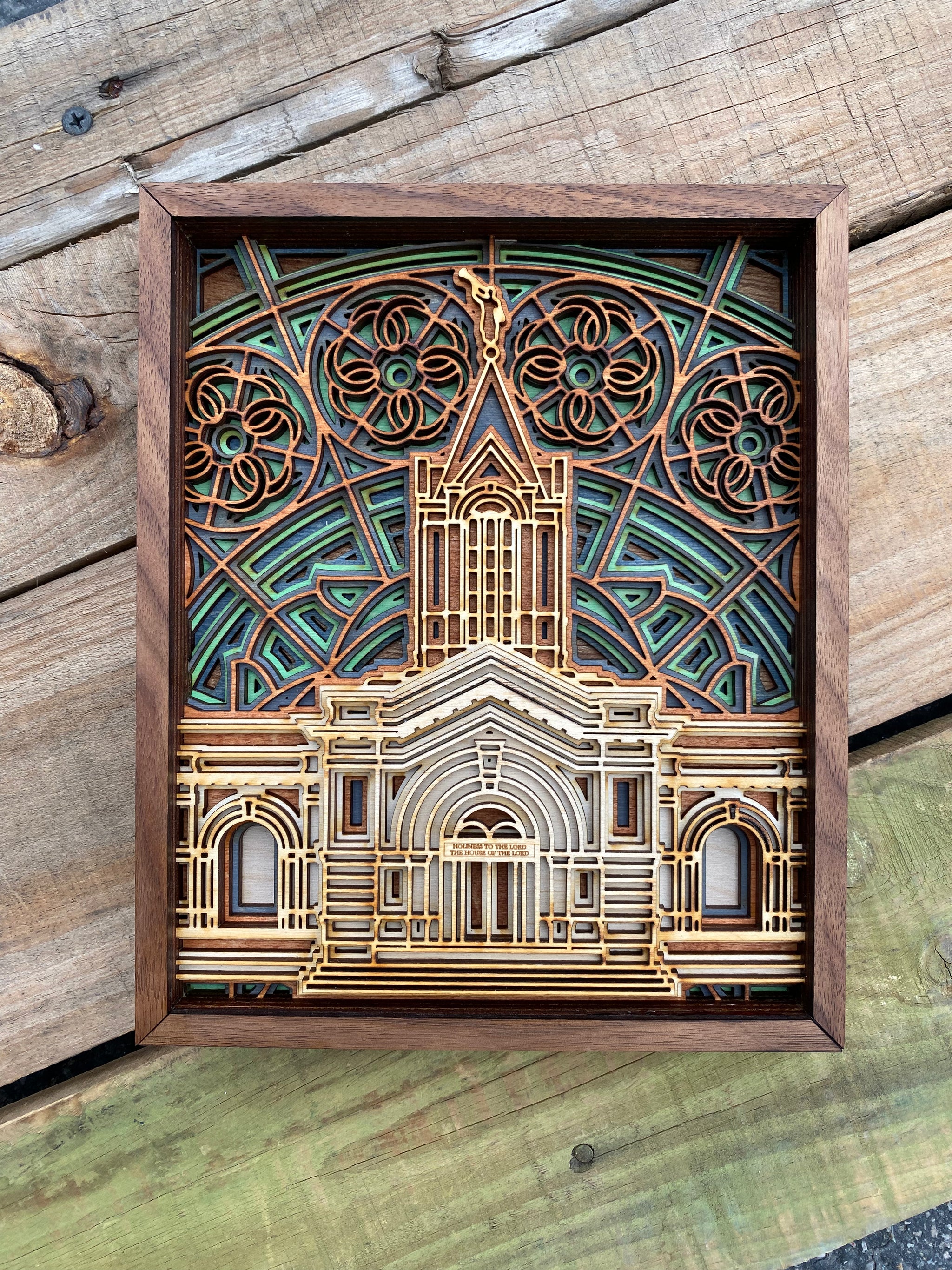 ロ*ン様 NAVAJO WBH刻印　ヴィンテージターコイズ彫刻デザインブレスレッ Fort Collins Colorado Temple Layered Wood Plaque – W.K. Wilson