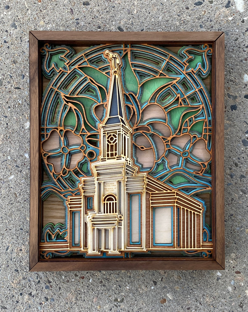 Star Valley Wyoming Temple Layered Wood Plaque