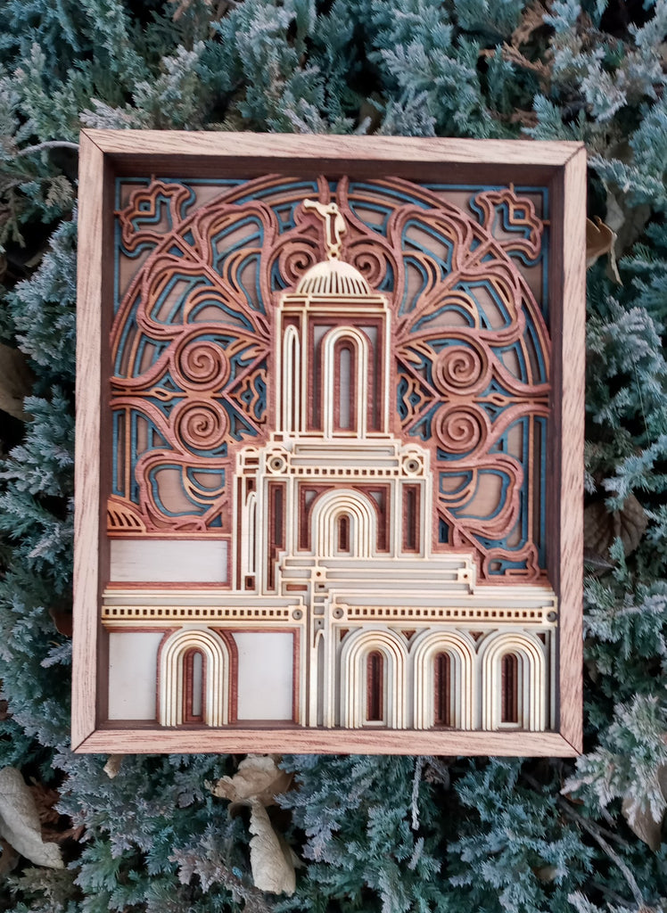Newport Beach California Temple Layered Wood Plaque