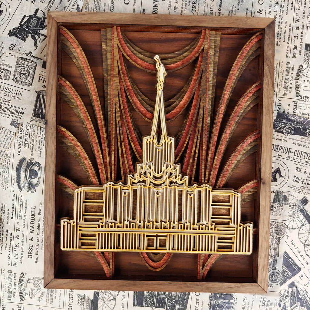 Jordan River Utah Temple Layered Wood Plaque
