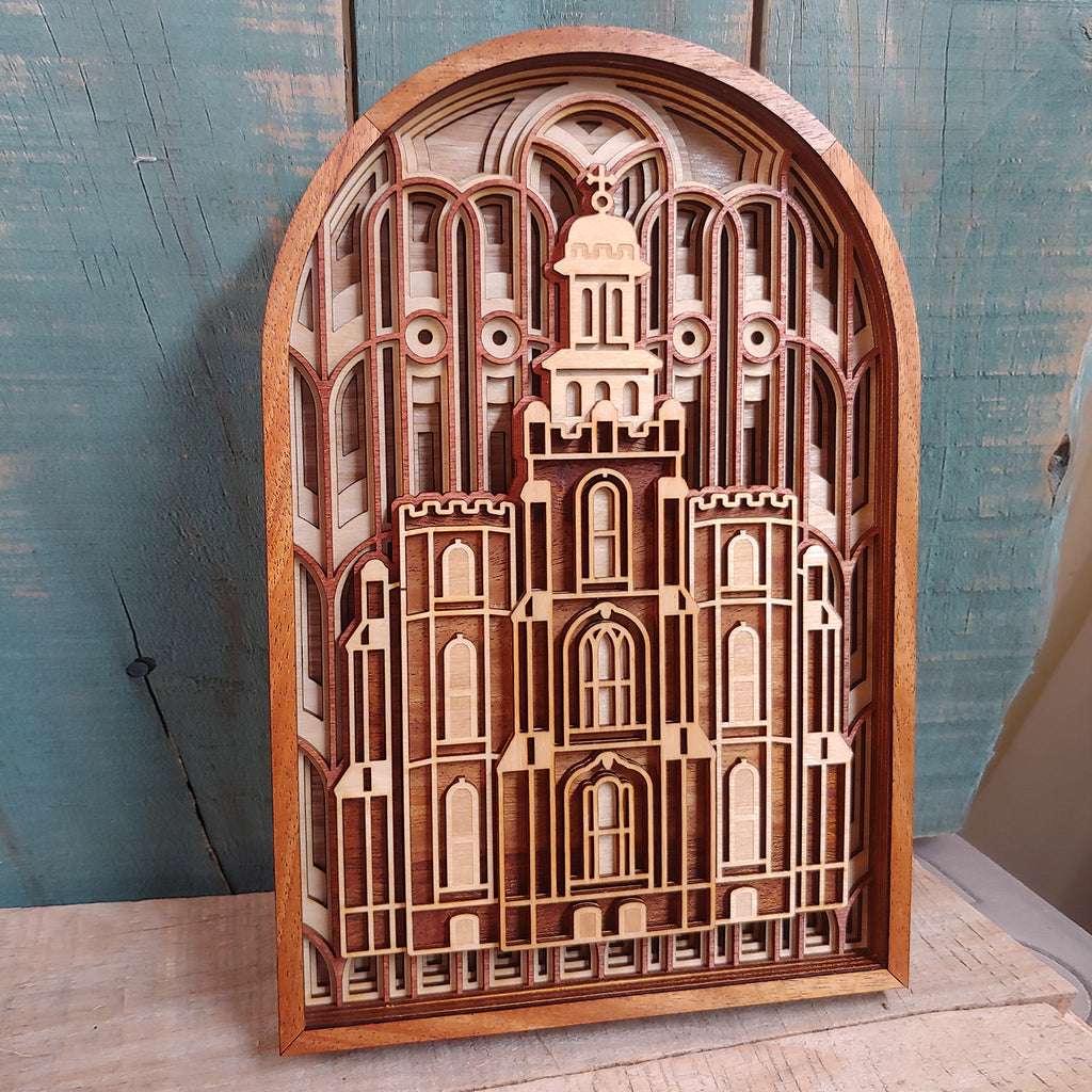 Logan Utah Temple Layered Wood Plaque