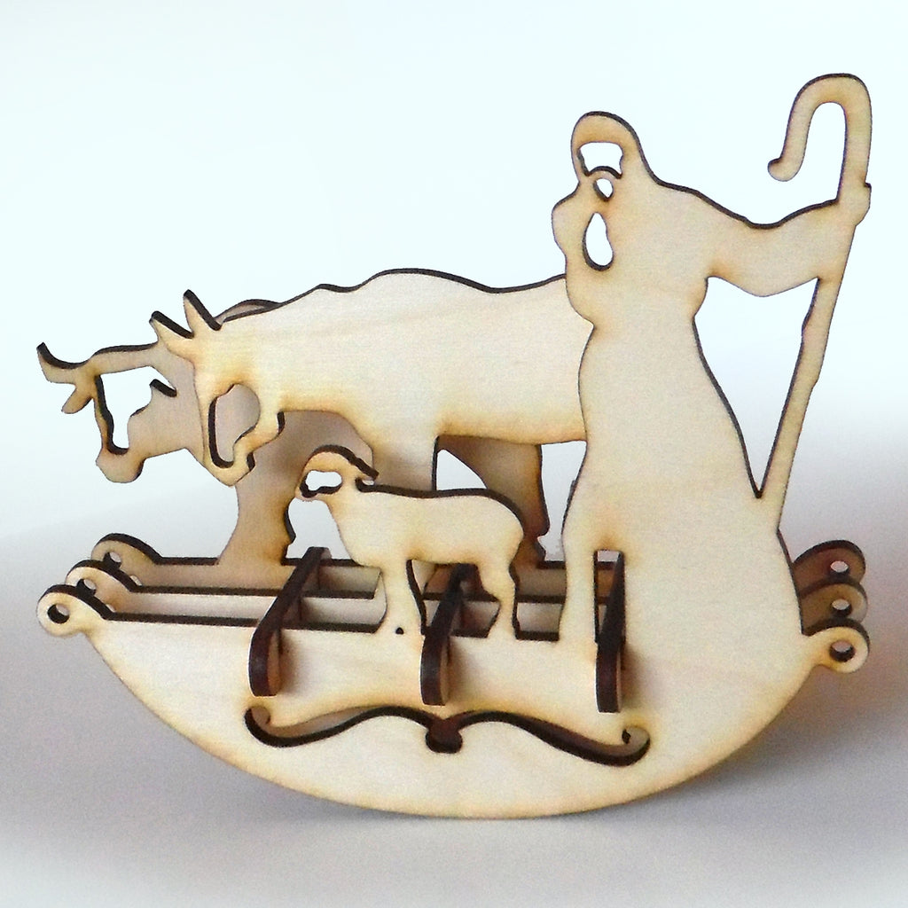 Wooden Christmas Shepherd Puzzle Rocker