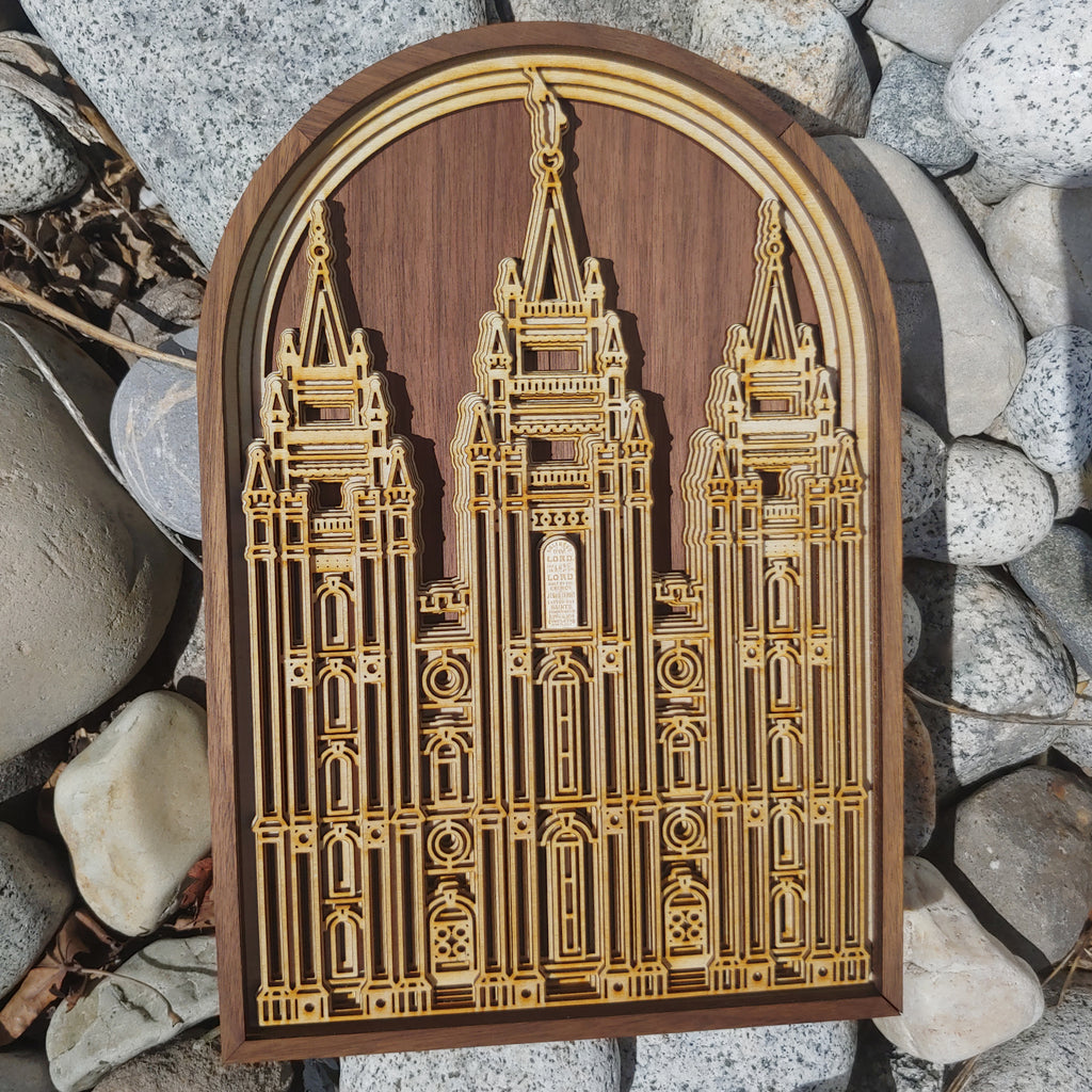 Salt Lake Temple Layered Wood Plaque