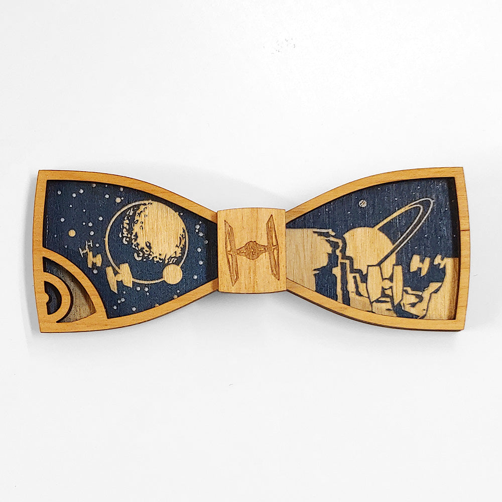 Tionne - Space Scene Wood Bow Tie